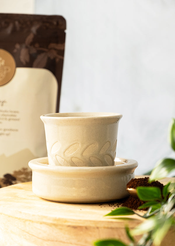 Ivory - South Indian Filter Kaapi Davrah & Tumbler Set