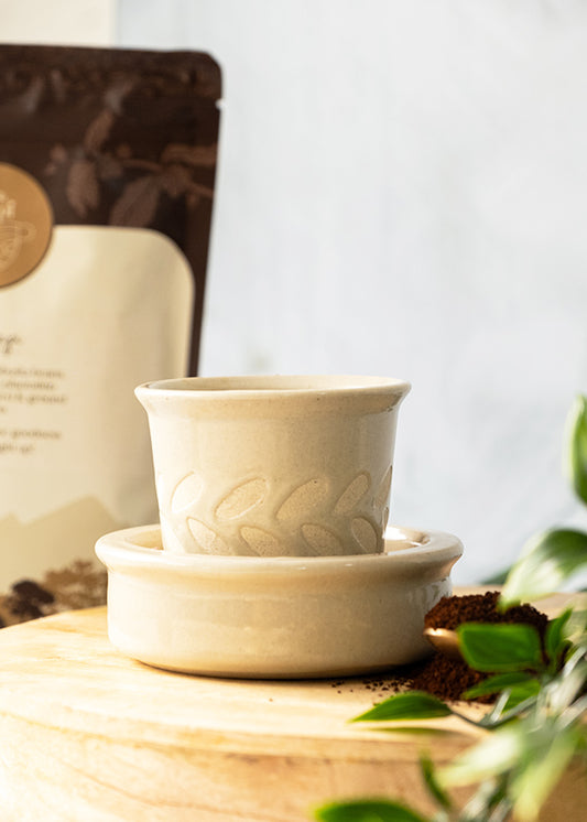 Ivory - South Indian Filter Kaapi Davrah & Tumbler Set